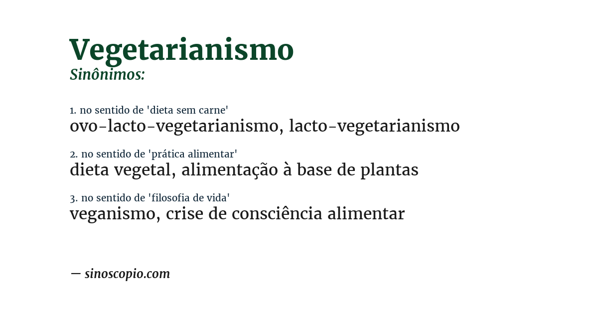 Sinônimo de vegetarianismo