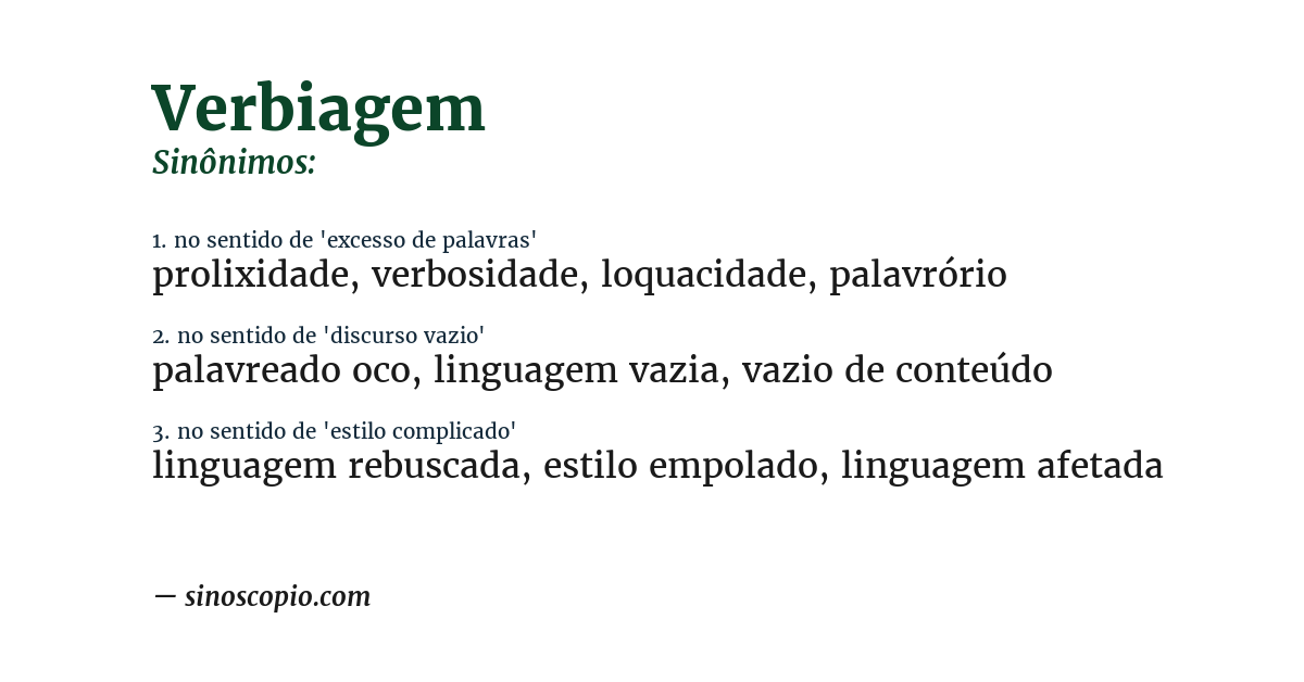 Sinônimo de verbiagem