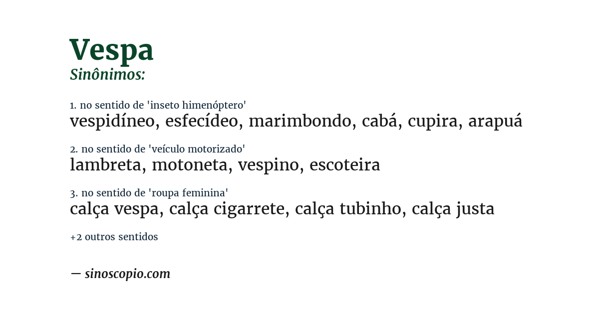 Sinônimo de vespa