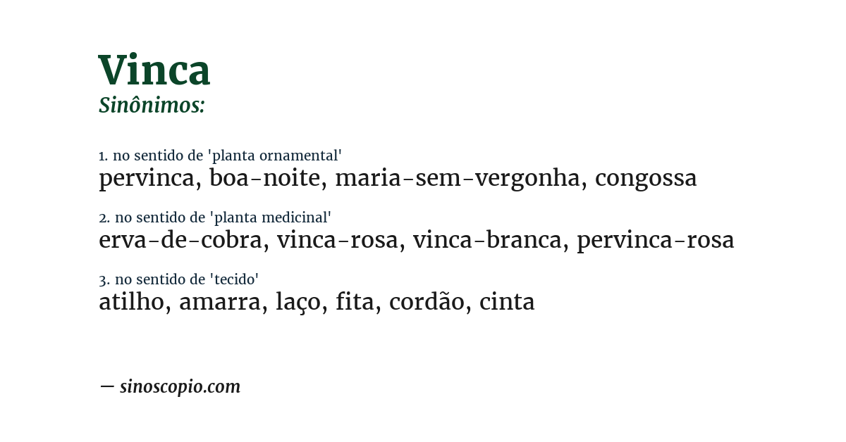 Sinônimo de vinca
