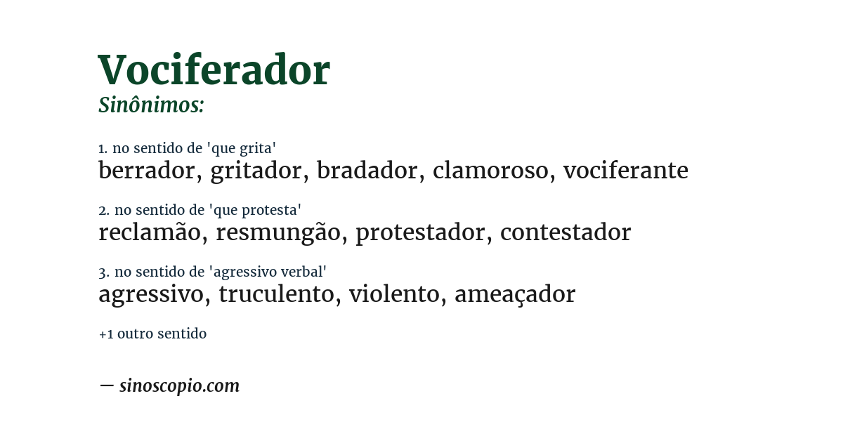 Sinônimo de vociferador