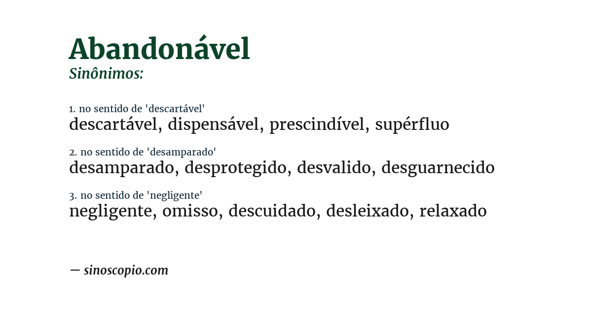 Sinônimo de abandonável