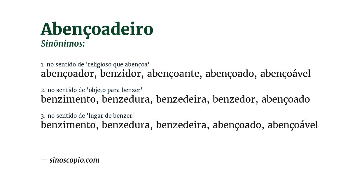 Sinônimo de abençoadeiro