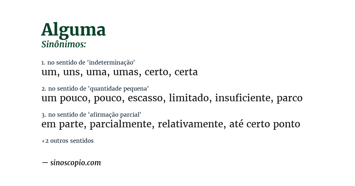 Sinônimo de alguma