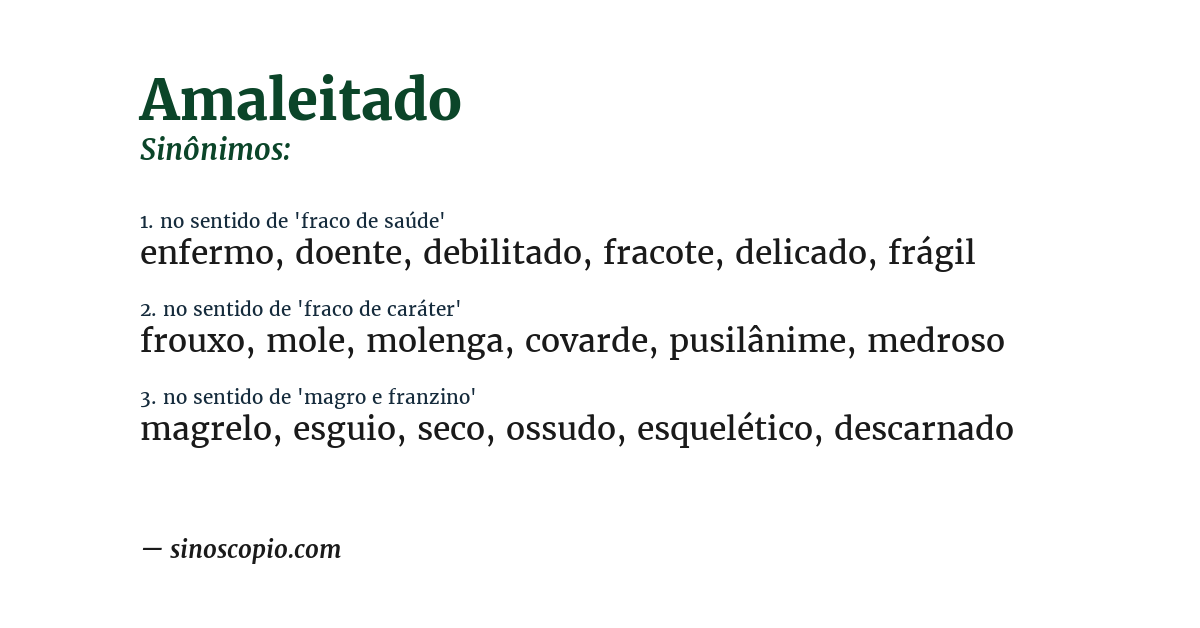 Sinônimo de amaleitado