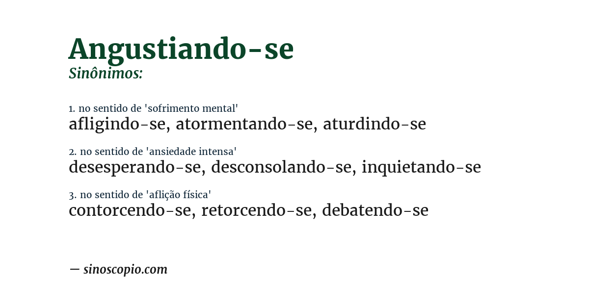 Sinônimo de angustiando-se