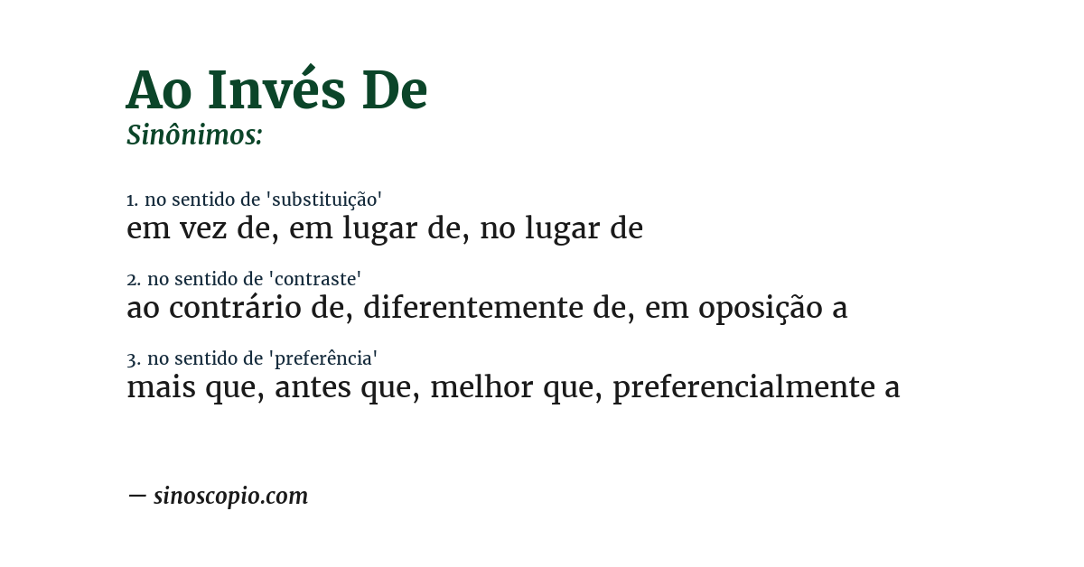 Sinônimo de ao invés de