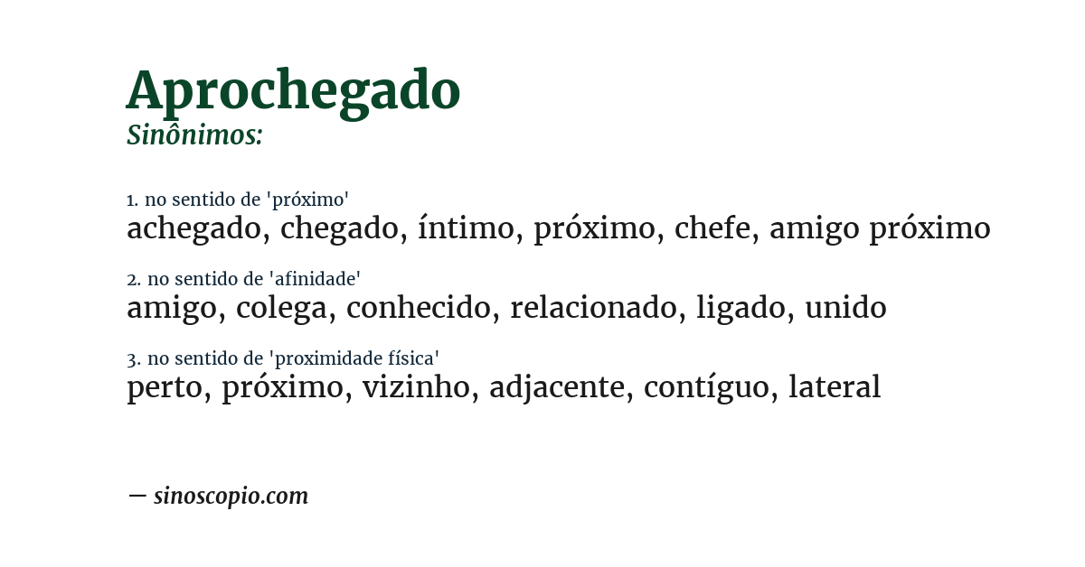 Sinônimo de aprochegado