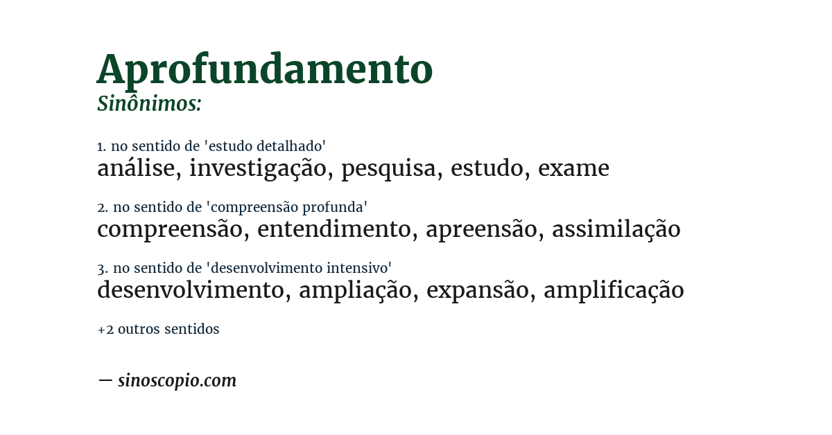 Sinônimo de aprofundamento