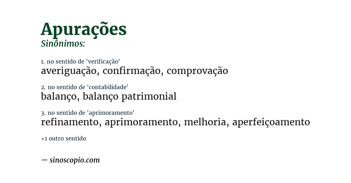 Sinônimo de apurações