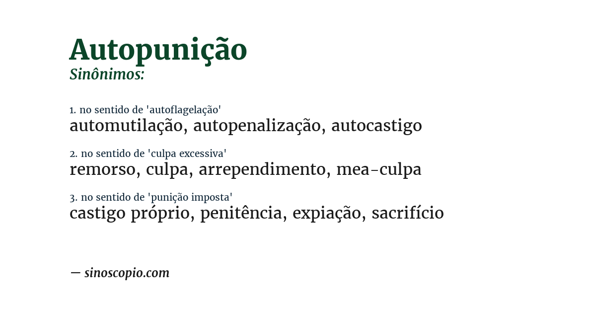 Sinônimo de autopunição