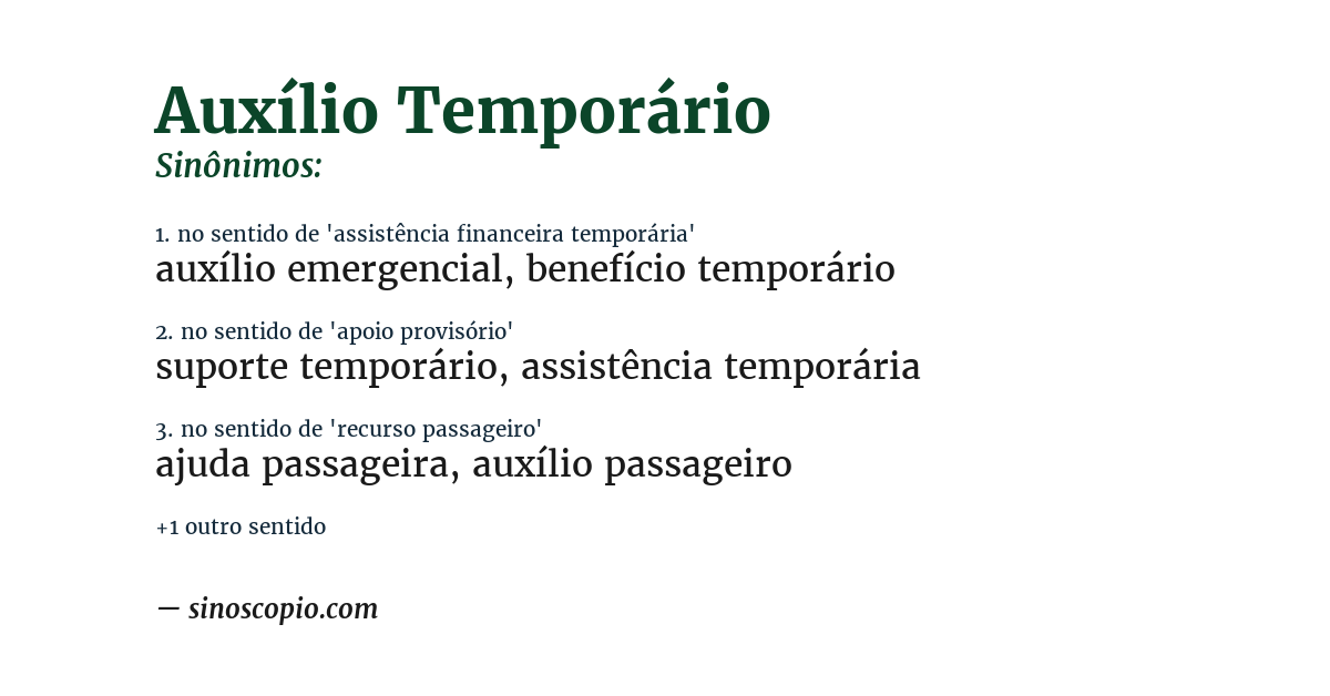 Sinônimo de auxílio temporário
