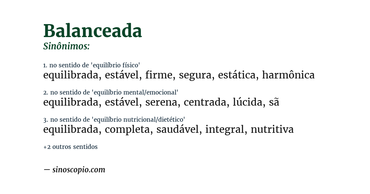 Sinônimo de balanceada