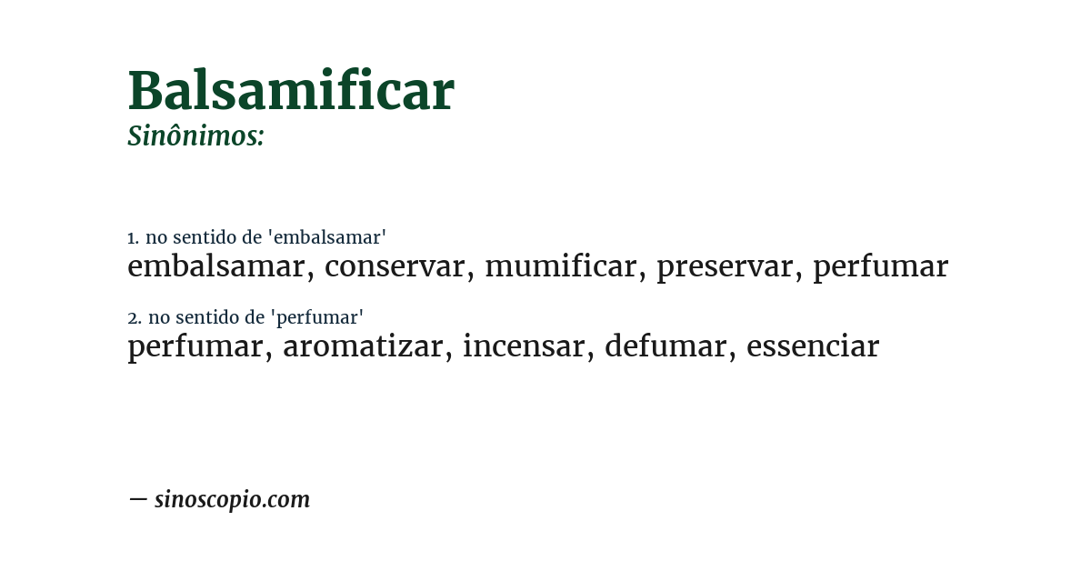 Sinônimo de balsamificar