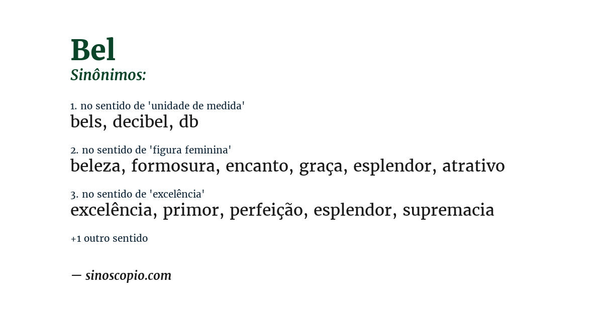 Sinônimo de bel