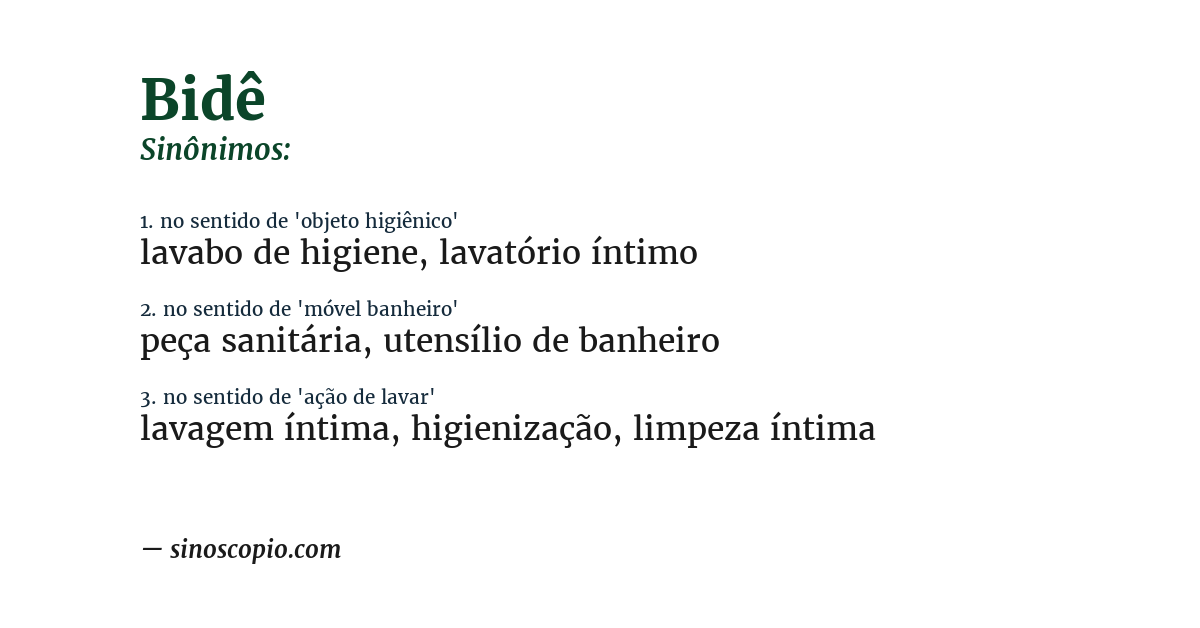 Sinônimo de bidê