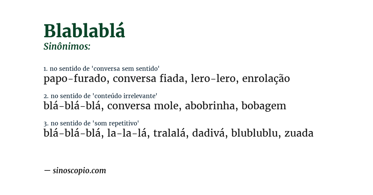 Sinônimo de blablablá