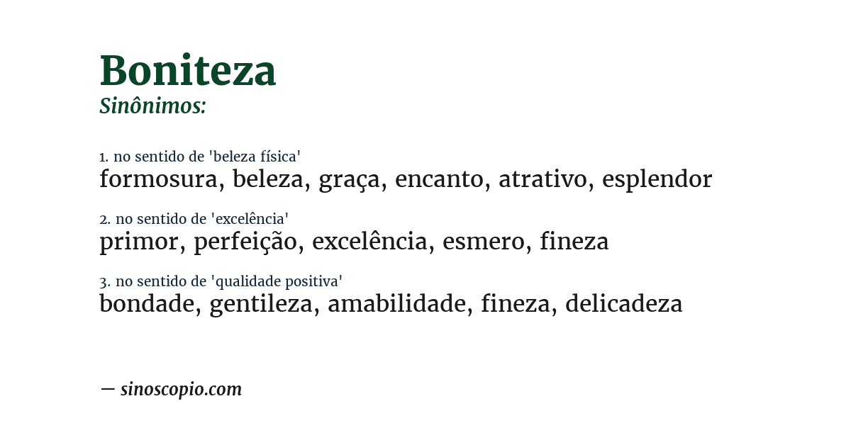 Sinônimo de boniteza