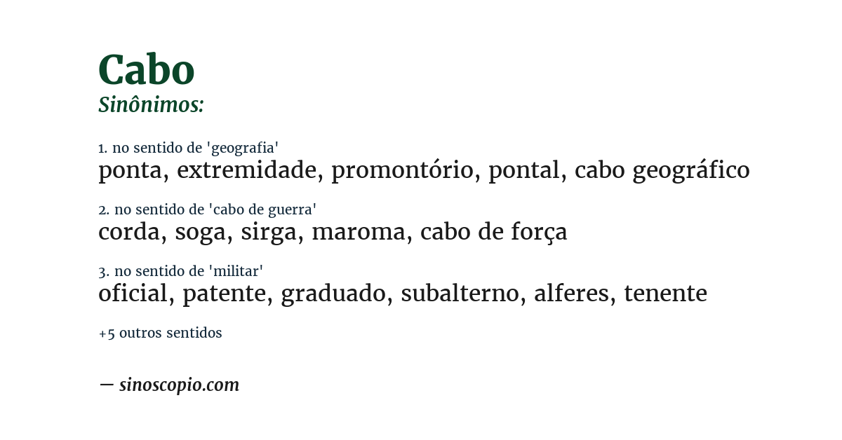 Sinônimo de cabo