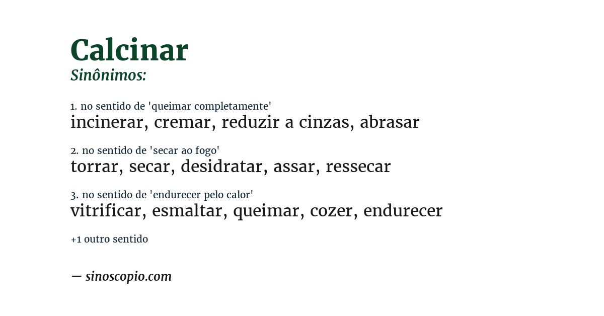 Sinônimo de calcinar