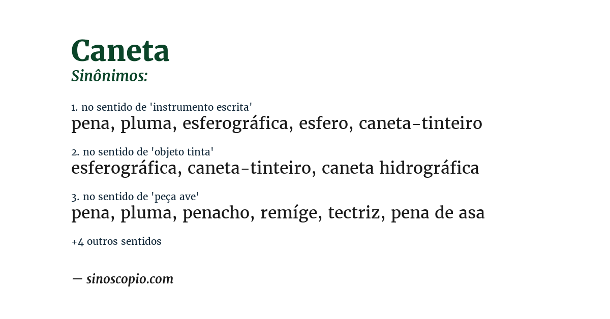 Sinônimo de caneta