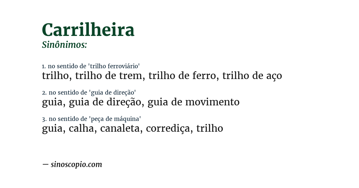 Sinônimo de carrilheira