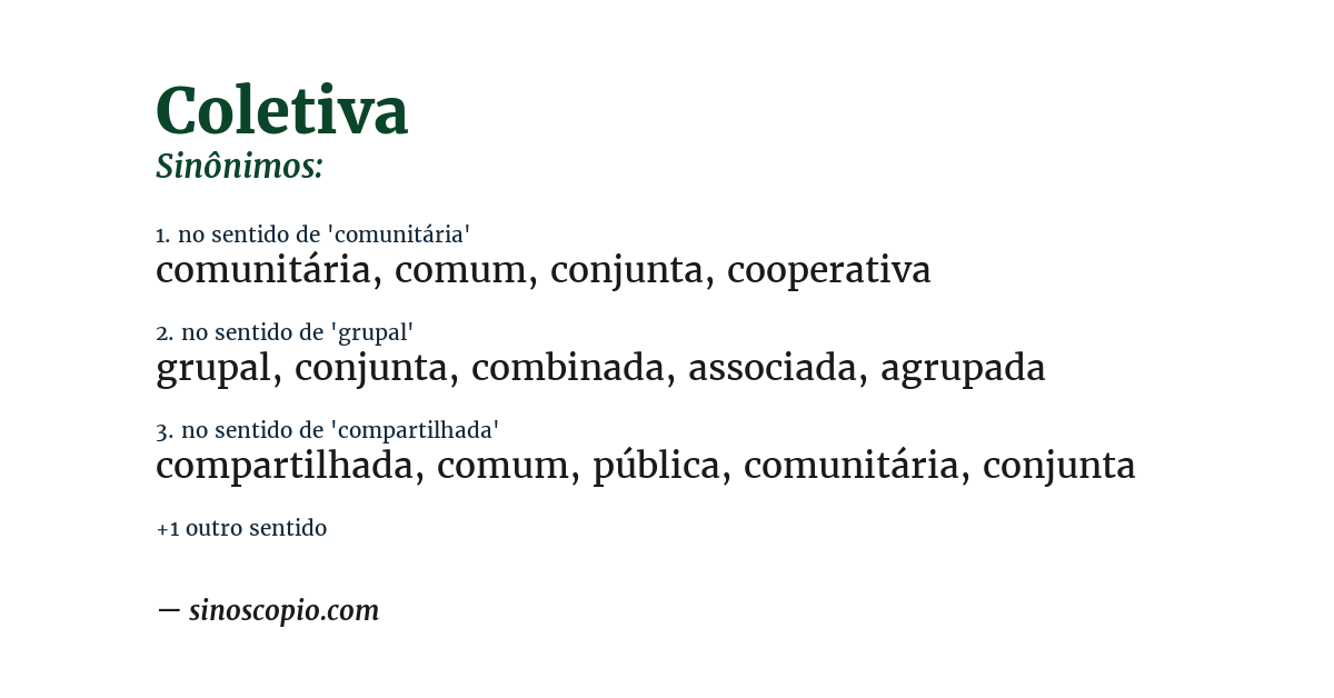 Sinônimo de coletiva