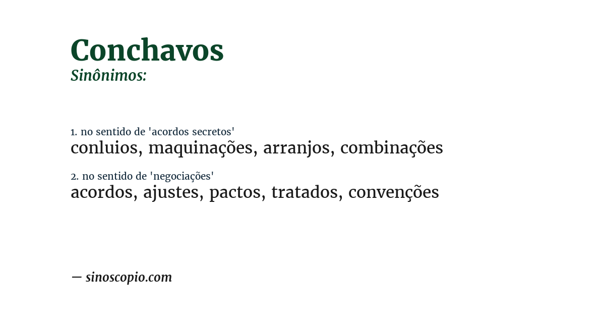Sinônimo de conchavos