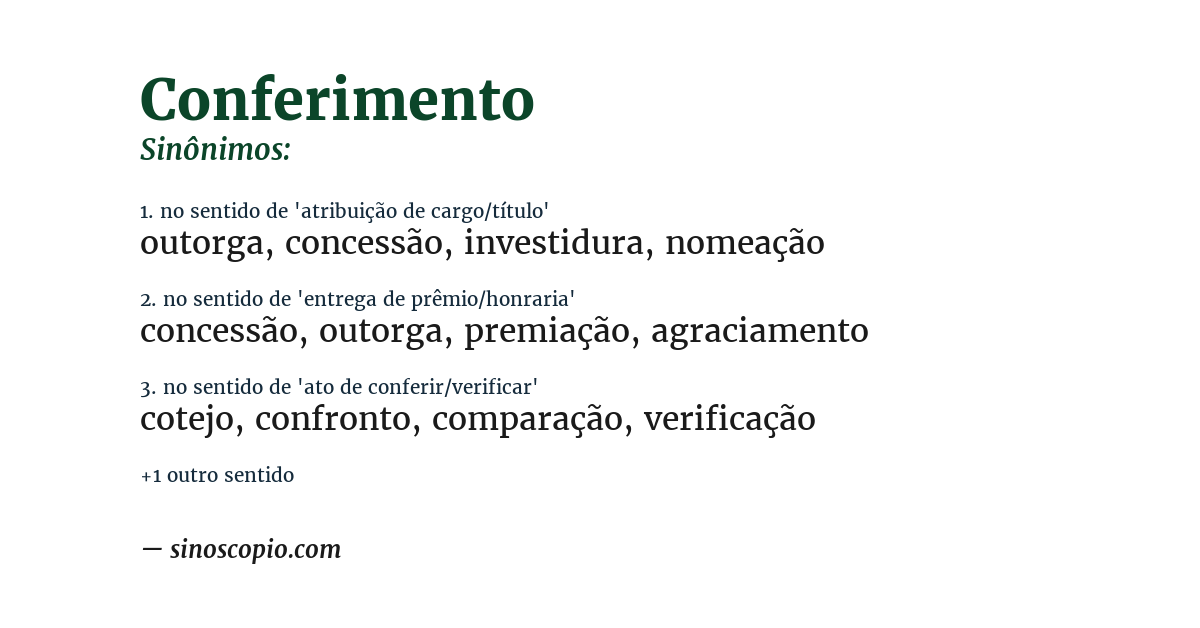 Sinônimo de conferimento