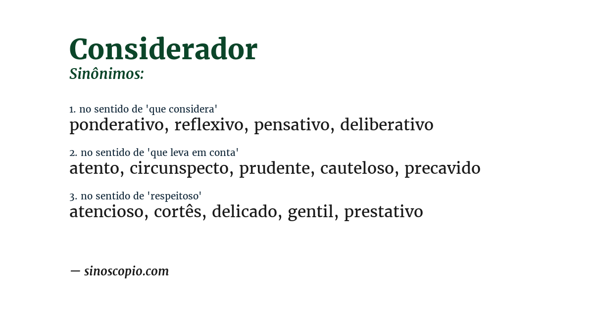 Sinônimo de considerador