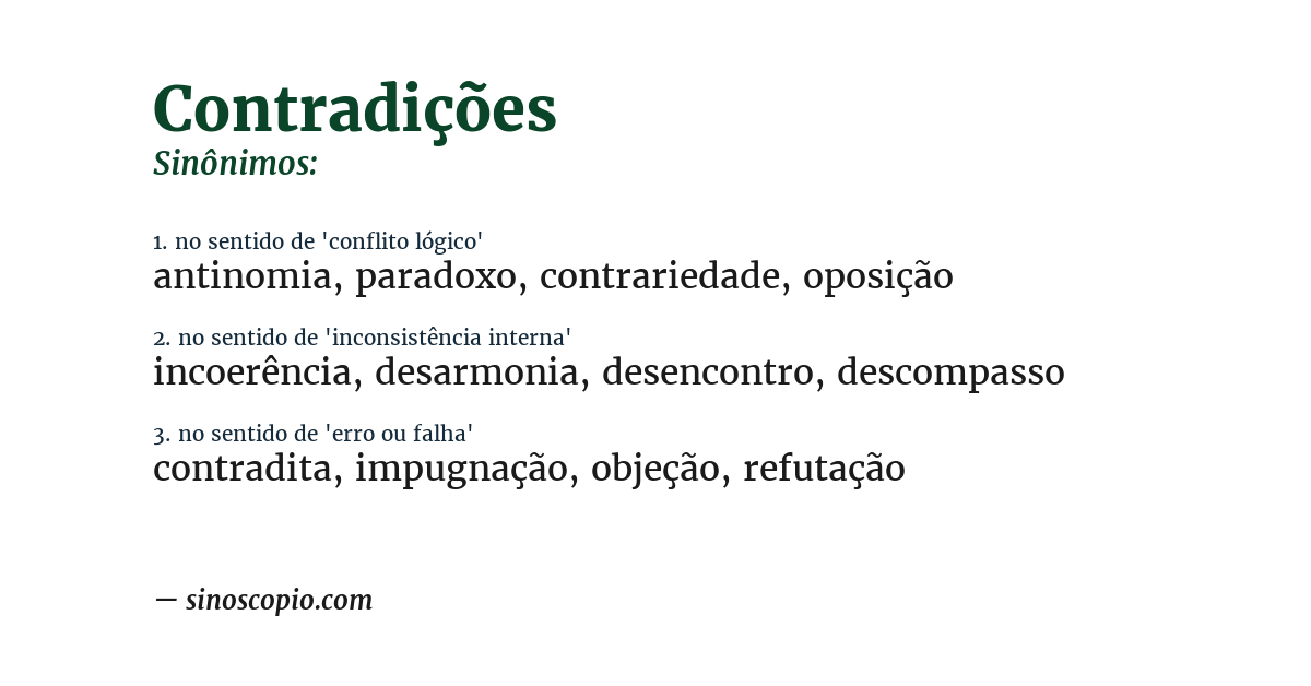Sinônimo de contradições
