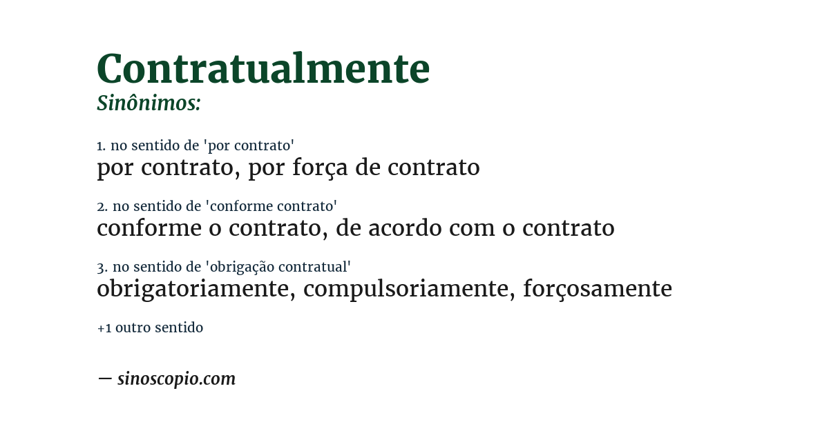 Sinônimo de contratualmente