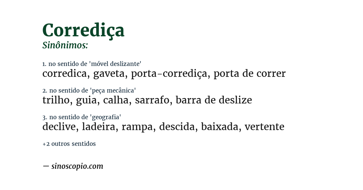 Sinônimo de corrediça