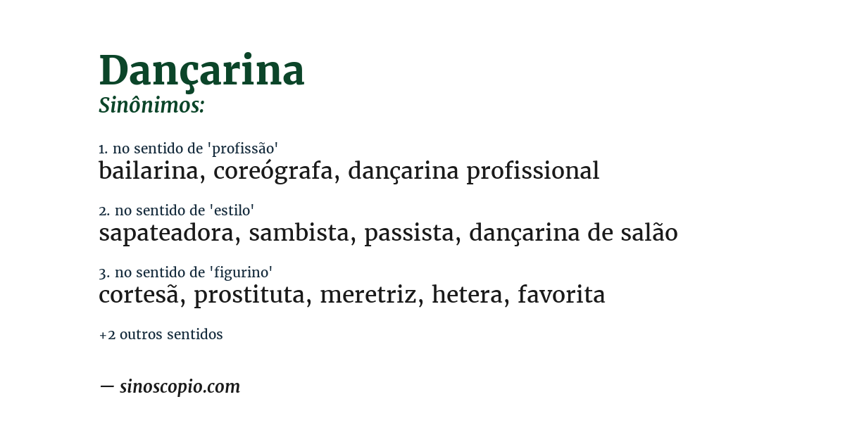 Sinônimo de dançarina
