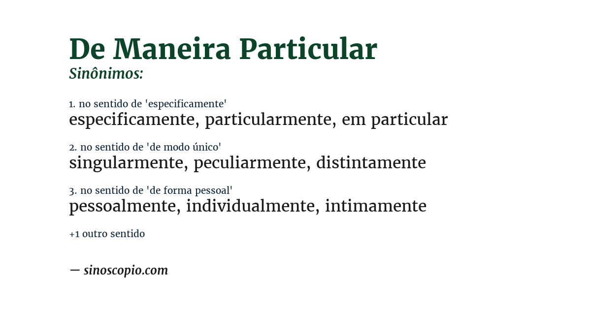 Sinônimo de de maneira particular