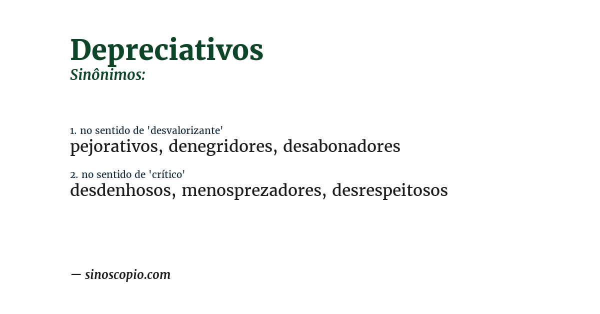 Sinônimo de depreciativos