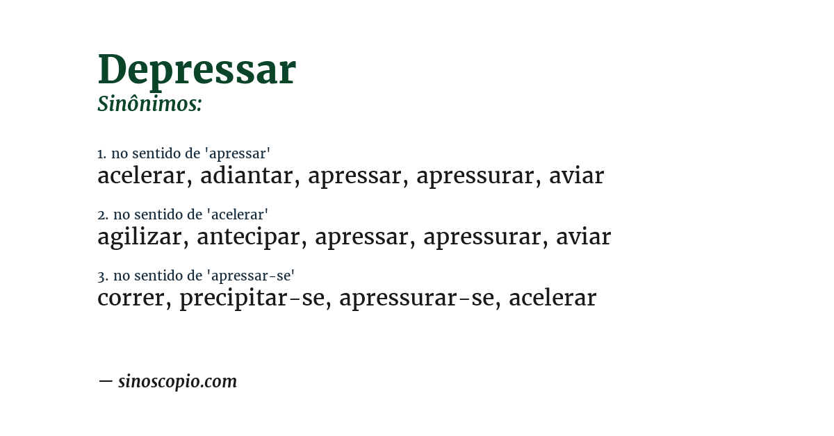Sinônimo de depressar