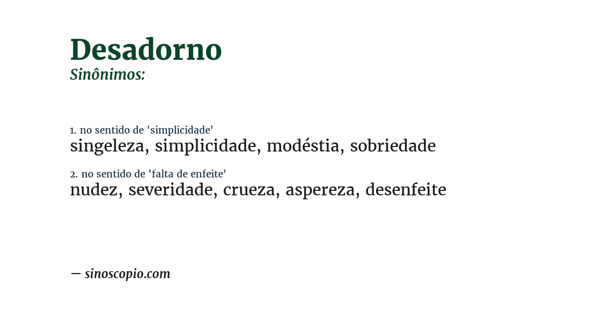 Sinônimo de desadorno