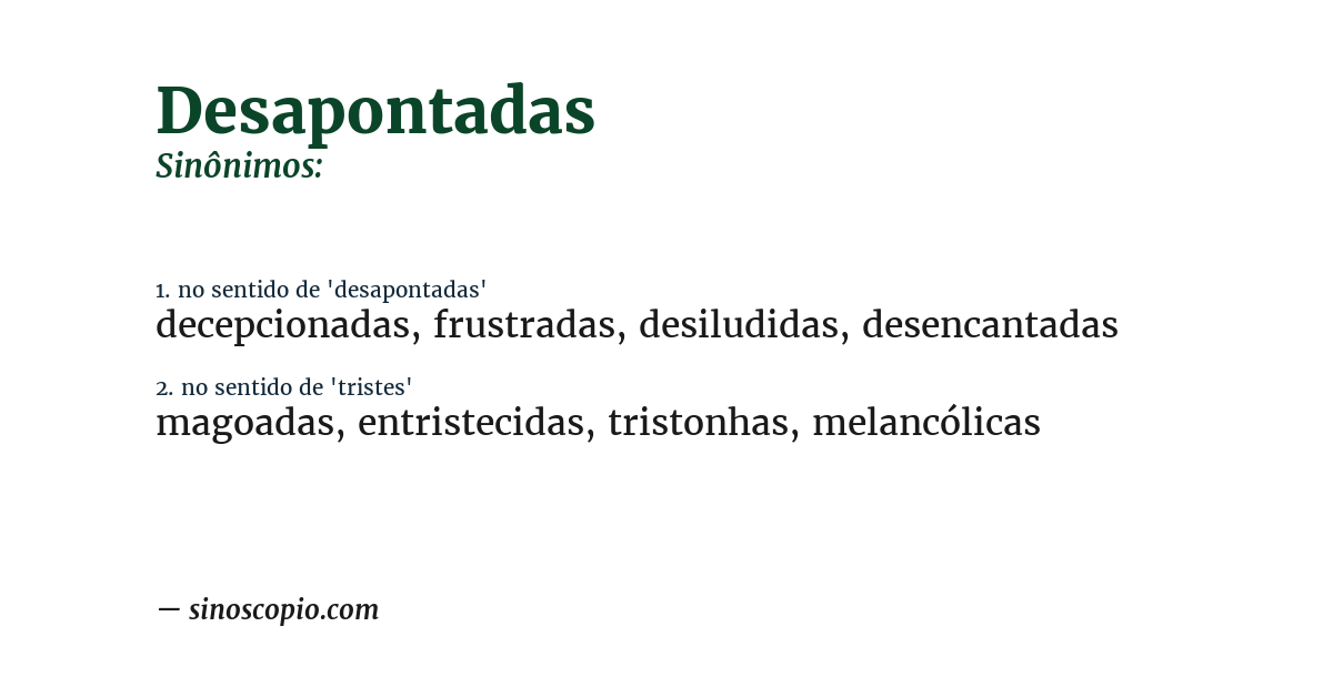 Sinônimo de desapontadas