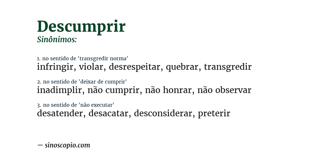 Sinônimo de descumprir