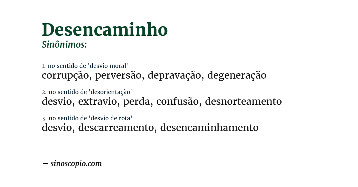 Sinônimo de desencaminho