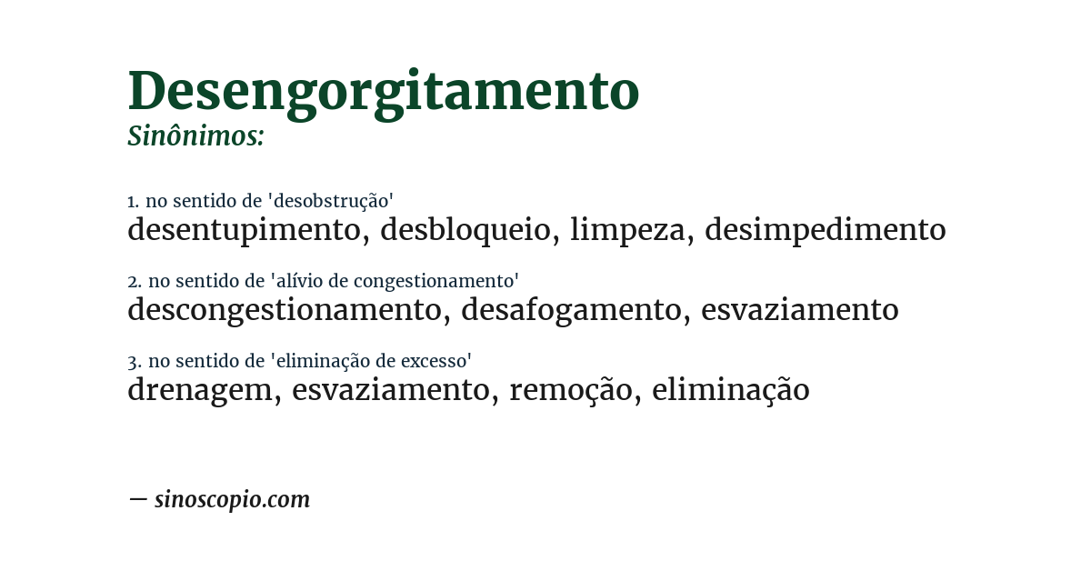 Sinônimo de desengorgitamento