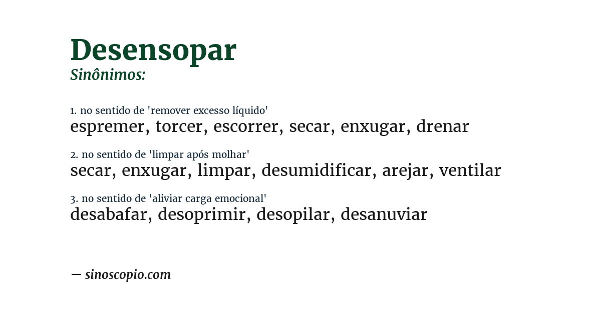 Sinônimo de desensopar