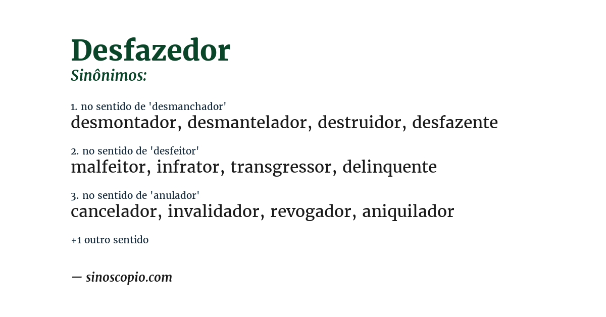 Sinônimo de desfazedor