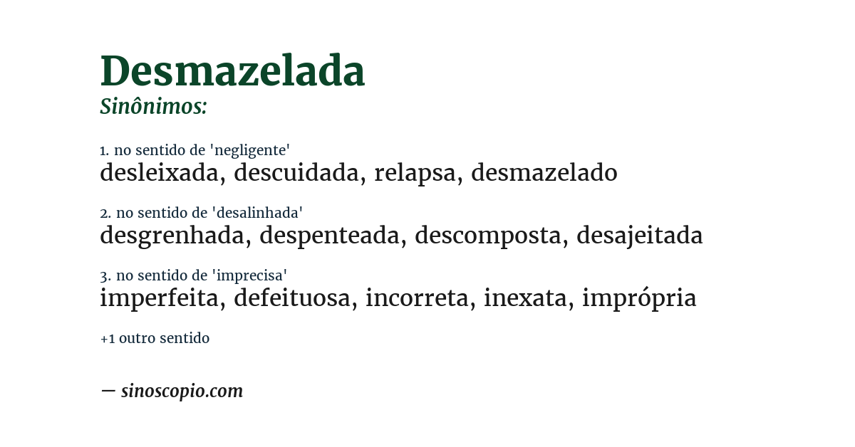 Sinônimo de desmazelada