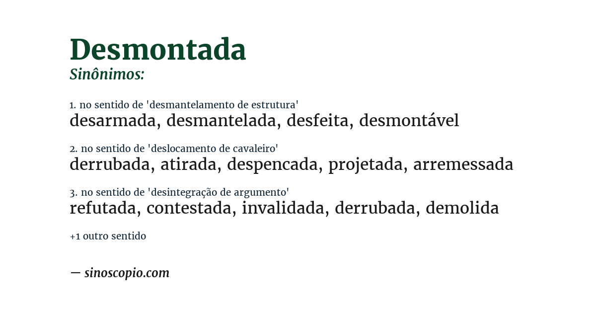 Sinônimo de desmontada