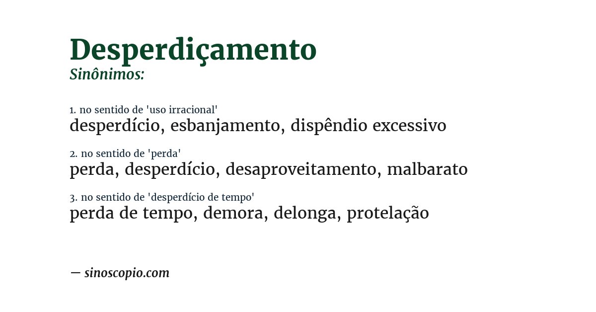 Sinônimo de desperdiçamento