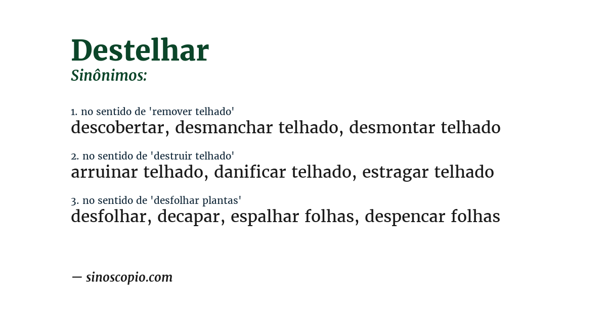 Sinônimo de destelhar