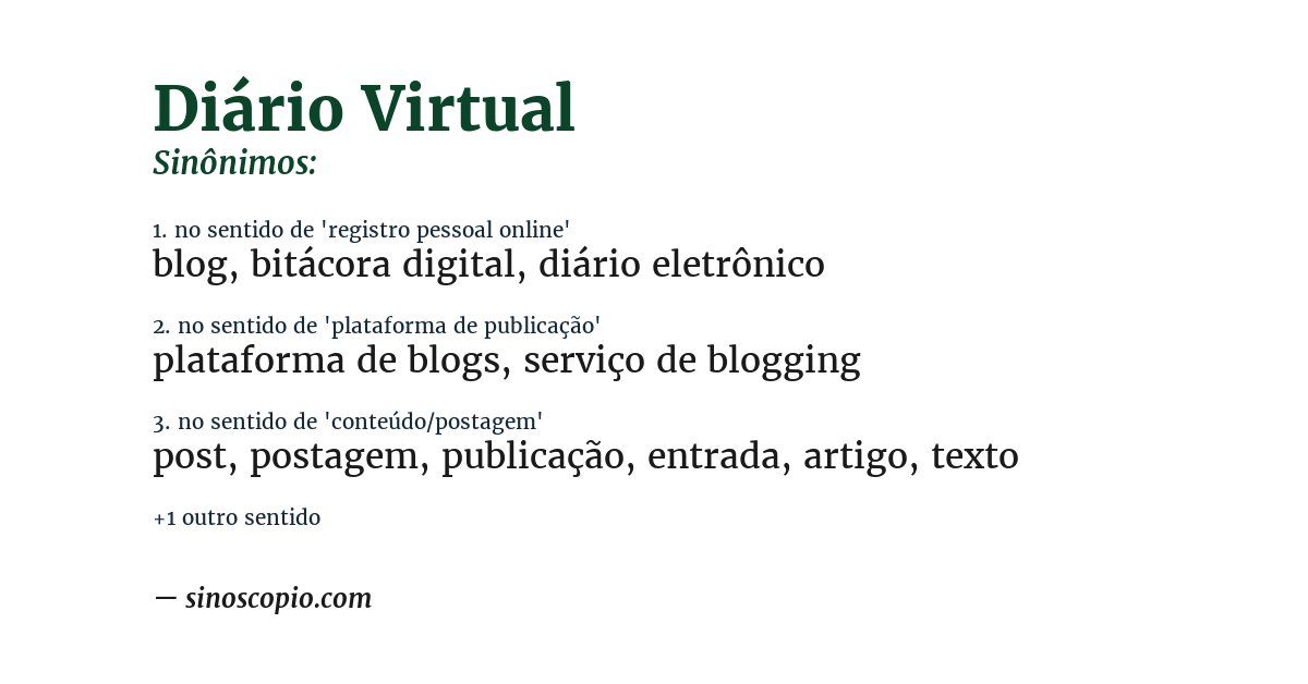 Sinônimo de diário virtual