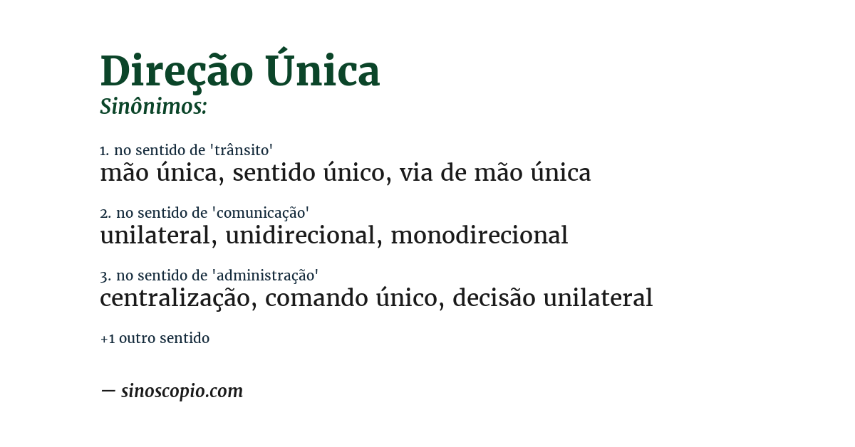 Sinônimo de direção única
